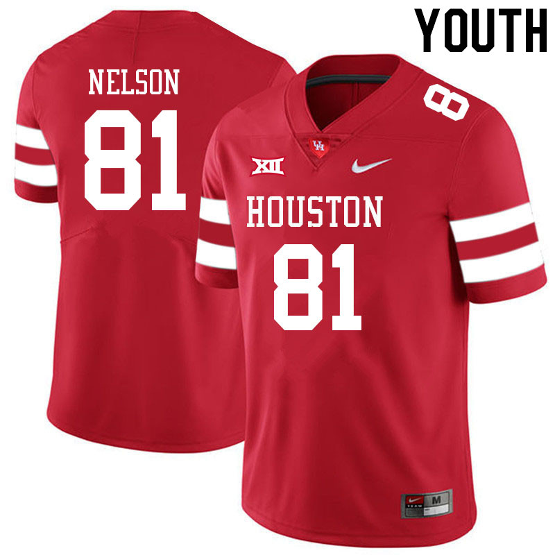 Youth #81 CJ Nelson Houston Cougars College Big 12 Conference Football Jerseys Sale-Red